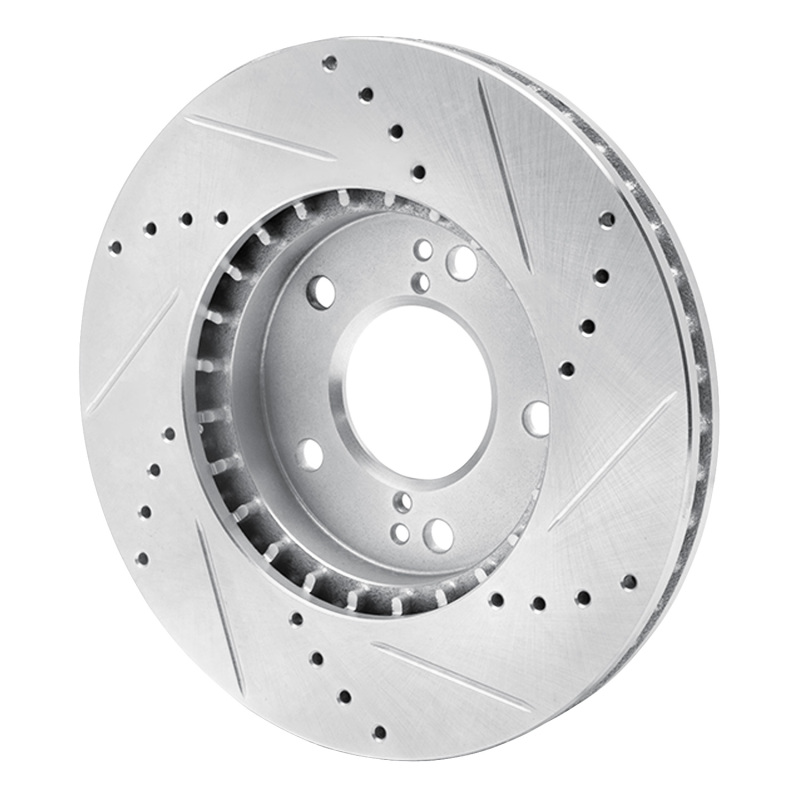 Hyundai XG350 Brake Rotor (1) - Front Left - R1 Concepts - Drilled & Slotted - Silver - `01-`03